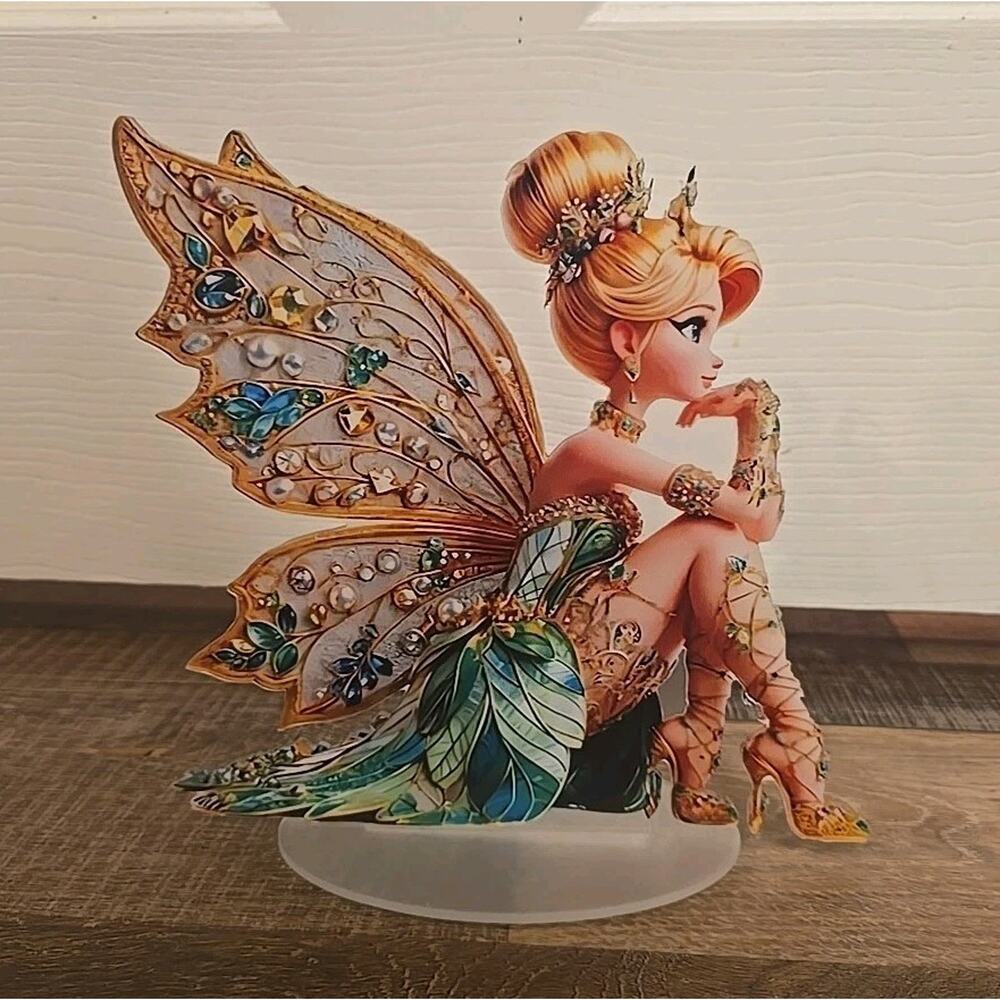 12669 2D Flat Acrylic Fairy Tabletop Decoration With Stand Adorable Wings New